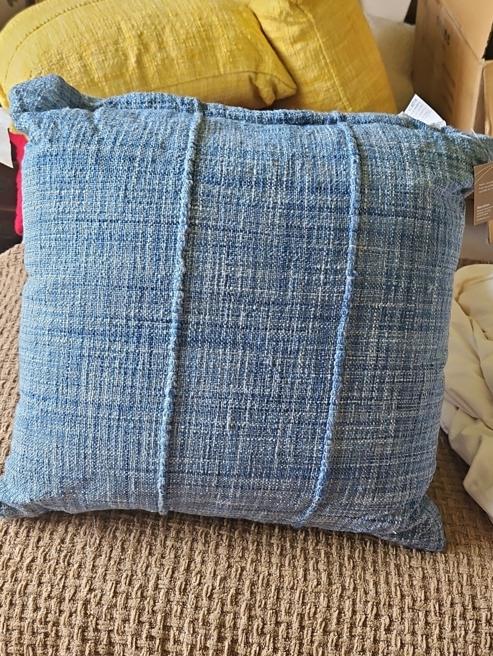 Blue Textured Throw Pillow 20x20
